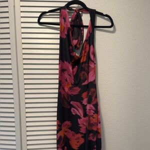 SHEIN Pink and Black Floral Maxi Dress
